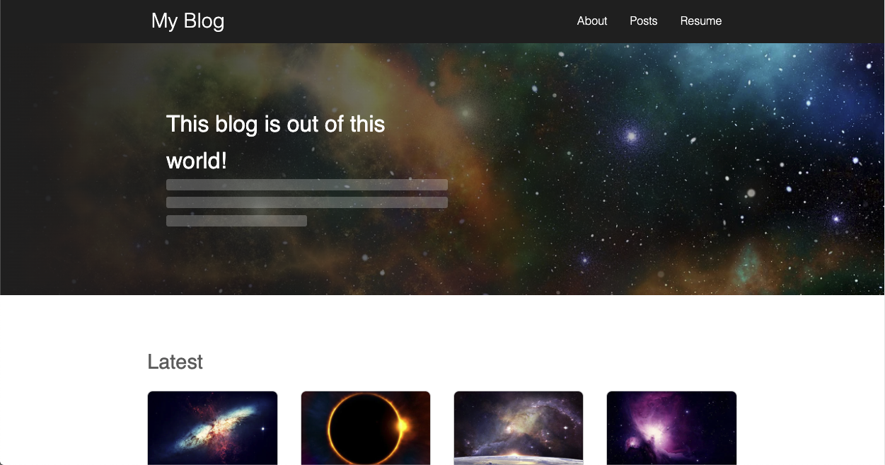 Blog homepage example using Platform UI